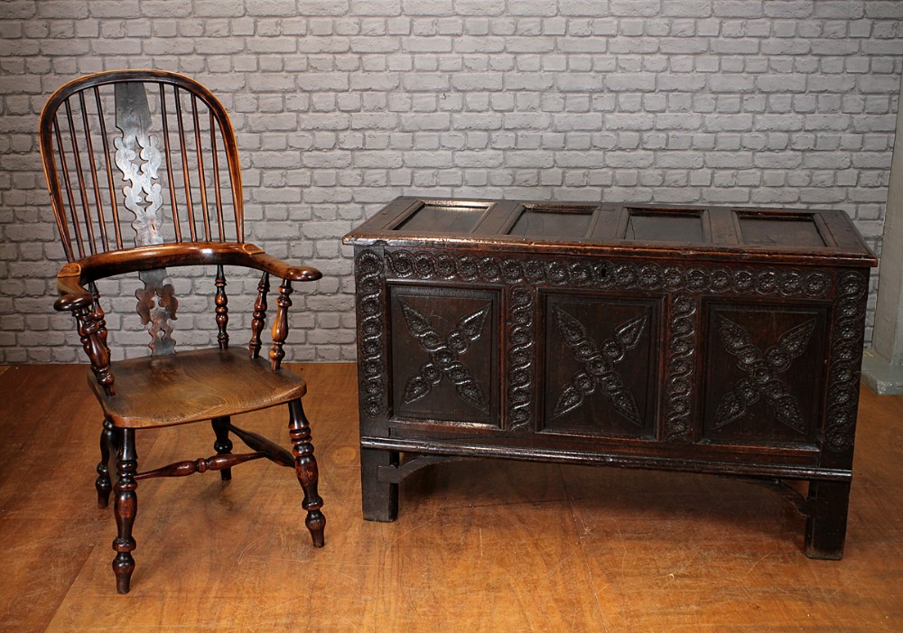 Carved Oak Coffer c.1740.