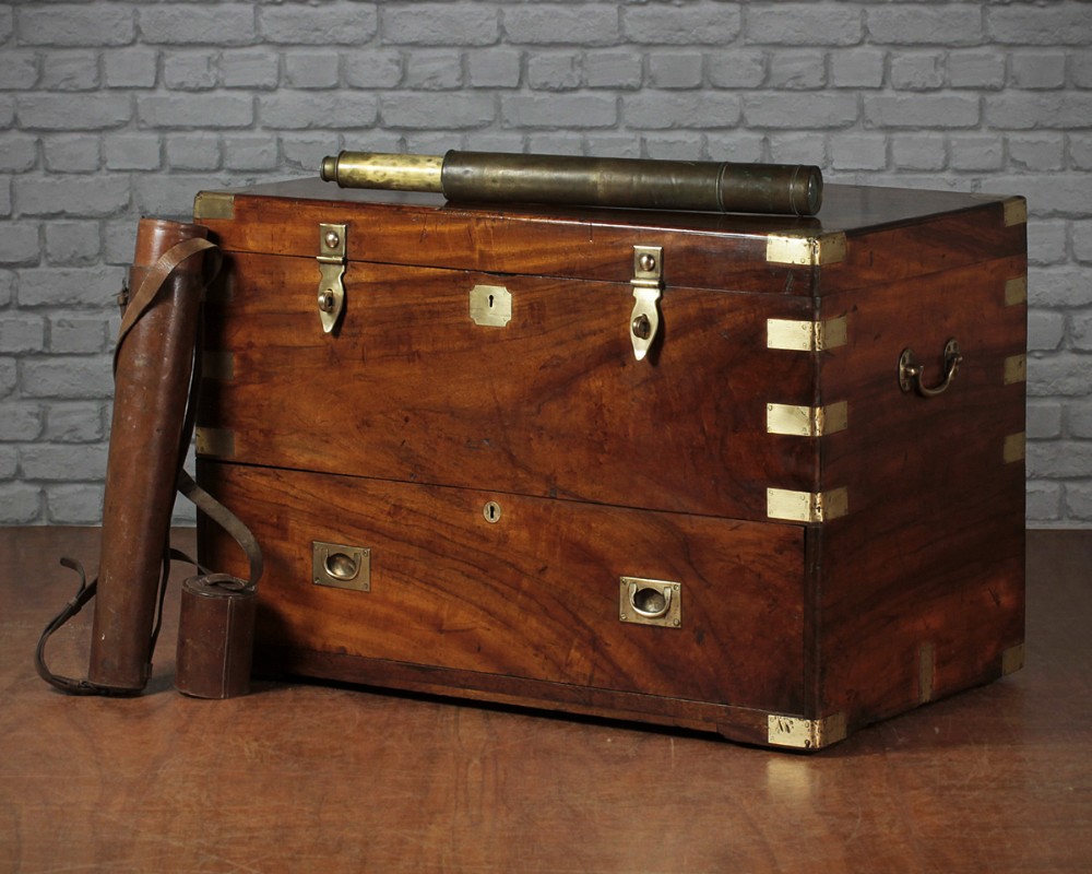 Large Brass Bound Camphorwood Campaign Chest c.1870.