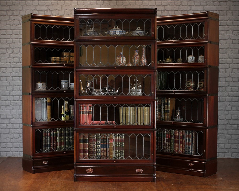 Set of Three Globe Wernicke Stacking Bookcases c.1910.