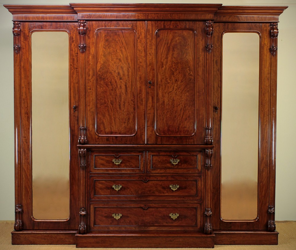 19th.c. Mahogany Four Door Wardrobe and Press c.1860.