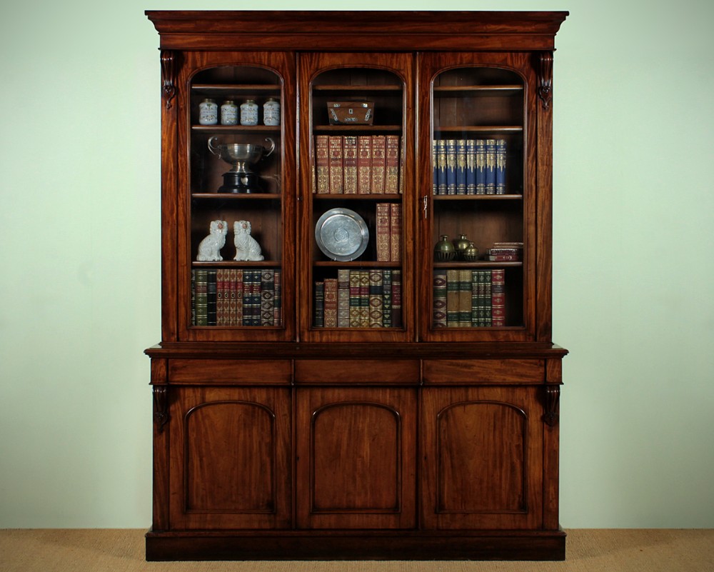 Mahogany Three Door Library Bookcase c.1850.