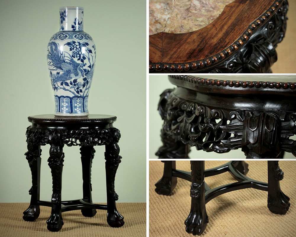 Chinese Marble Top Urn Stand c.1880. 
