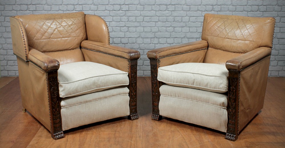 Pair of Leather Armchairs c.1920.
