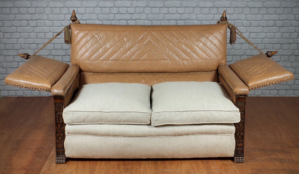 Small Leather Knole Sofa c.1920.