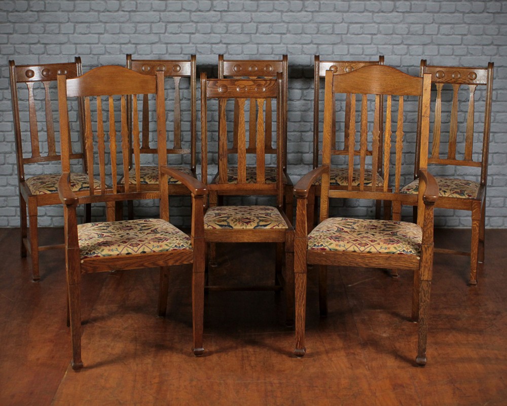 Eight Arts & Crafts Dining Chairs c.1905.