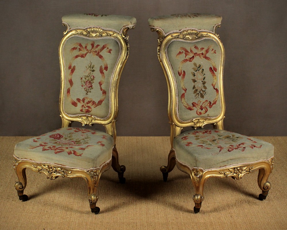 Pair Giltwood Side Chairs c.1860.