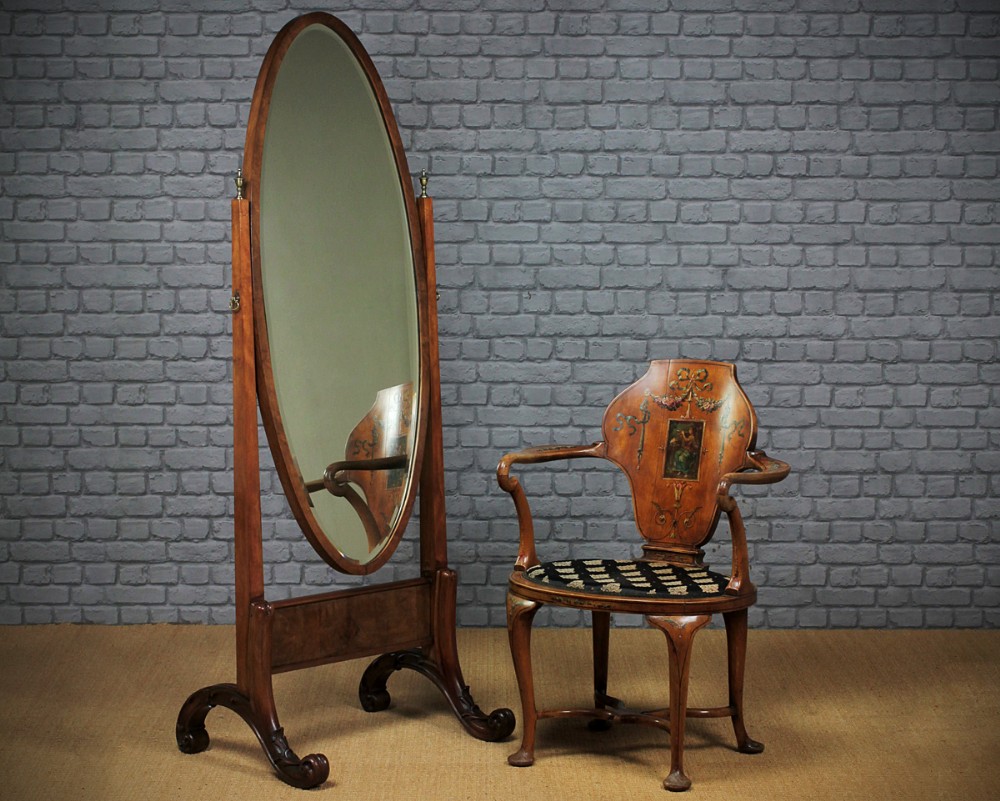 Walnut Cheval Mirror c.1895.