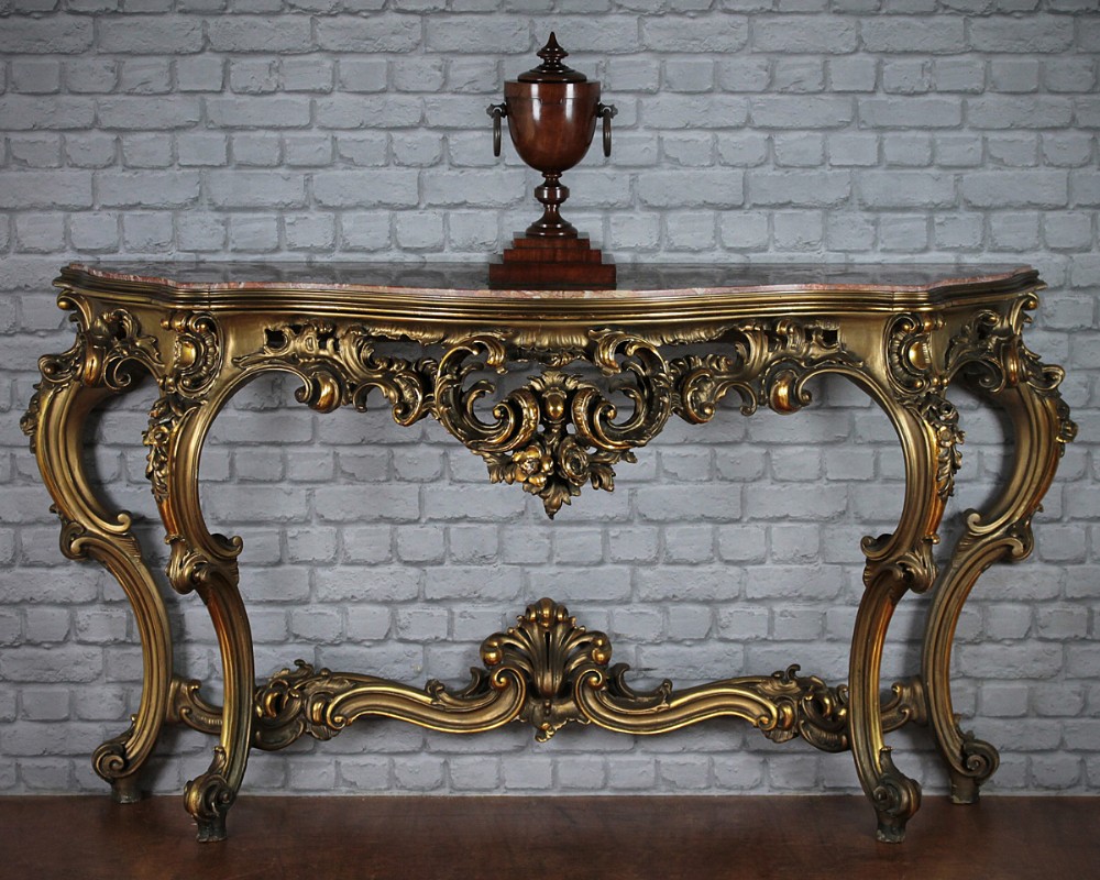 Italian Rococo Style Marble Top Console Table c.1930. 