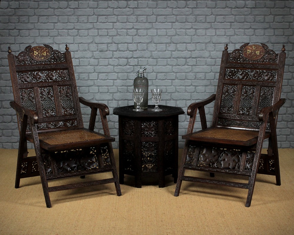 Anglo-Indian Folding Garden Armchairs c.1900.