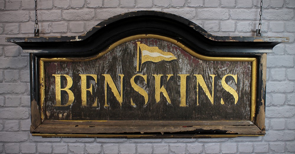 Distressed Benskins Brewery Pub Sign c.1930.