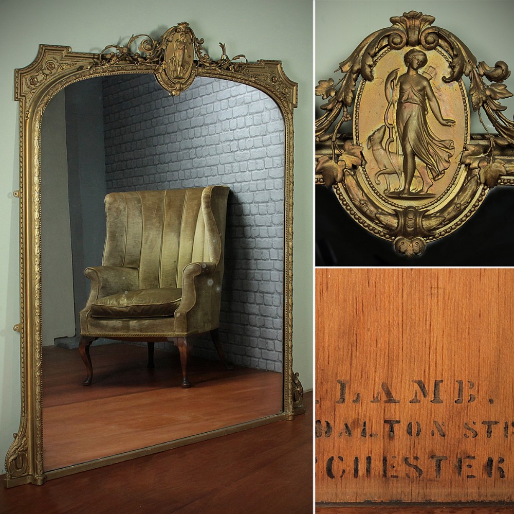 Large Overmantle Mirror by Lamb of Manchester c.1880.