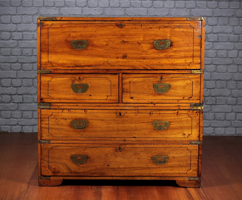 Campaign Secretaire Chest of Drawers c.1870.