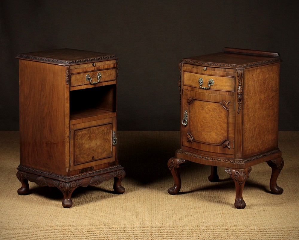 Pair Burr Walnut Bedside Cabinets c.1930.