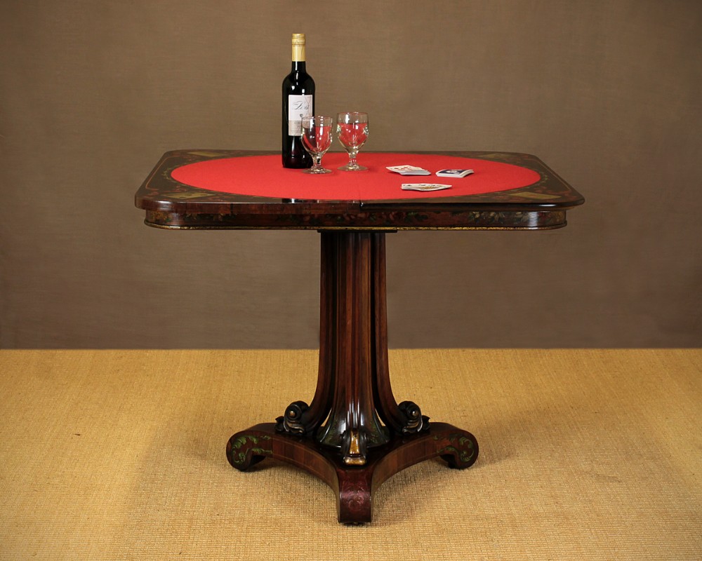 Exceptional Painted Rosewood Card Table c.1860.