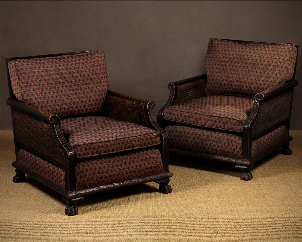 Pair Edwardian Bergere Armchairs c.1905.