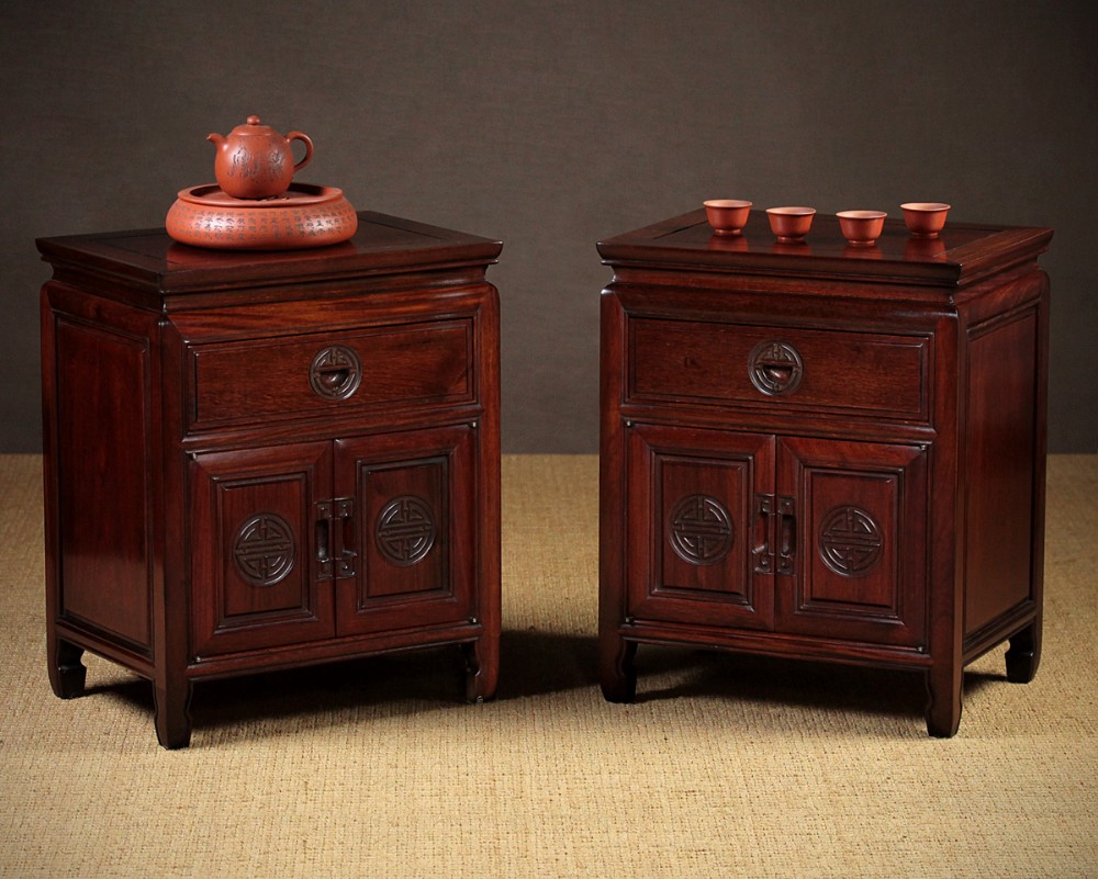 Pair Oriental bedside Cabinets c.1930.
