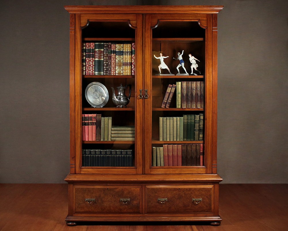 Edwardian Walnut Low Waisted Bookcase. c.1910.