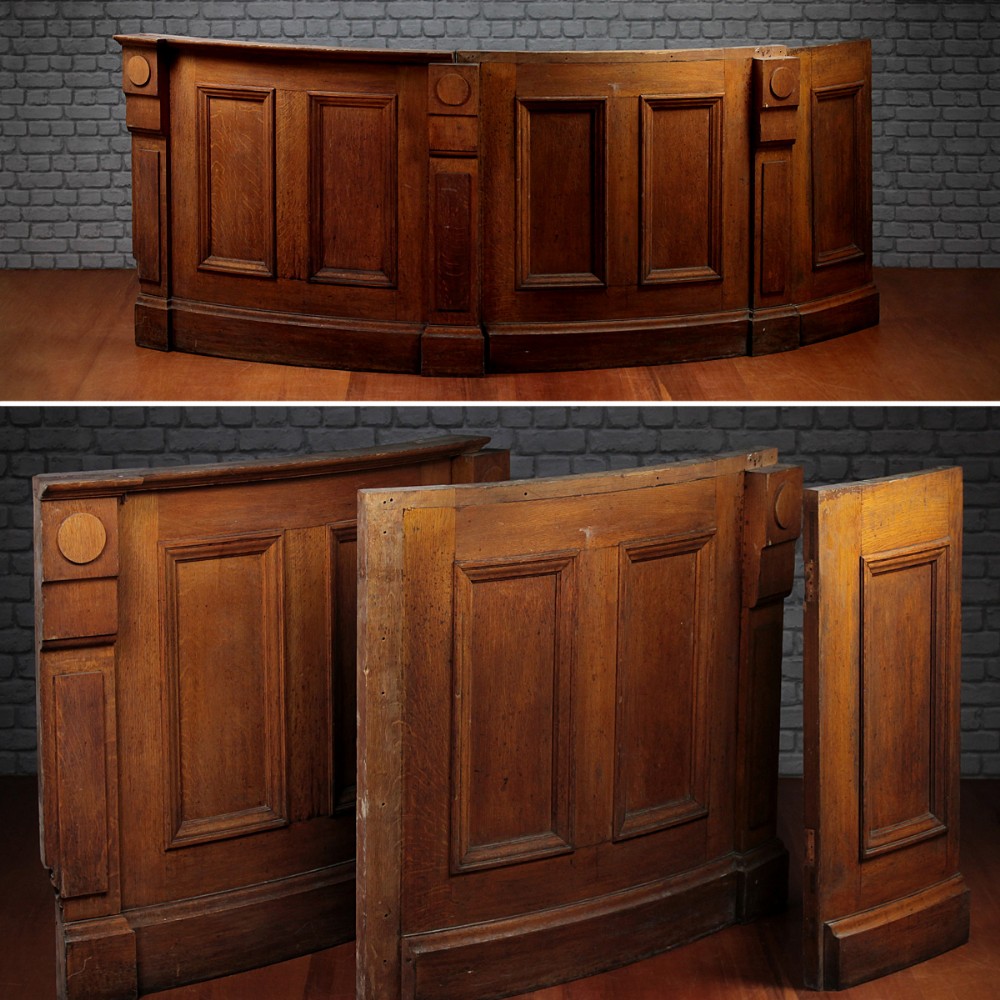 Edwardian Curved Oak Bar or Counter Front c.1910.