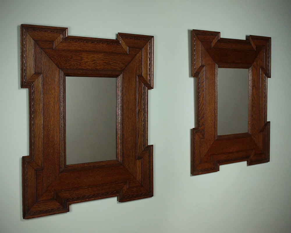 Pair Large Oak Wall Mirrors c.1920.