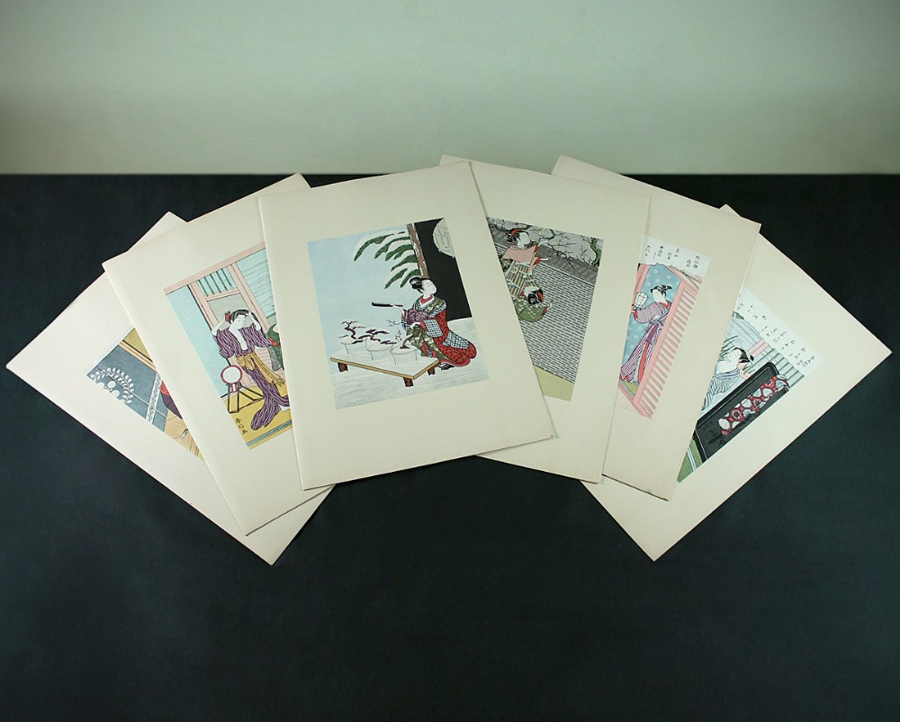 Six Suzuki Harunobu Prints c.1920.