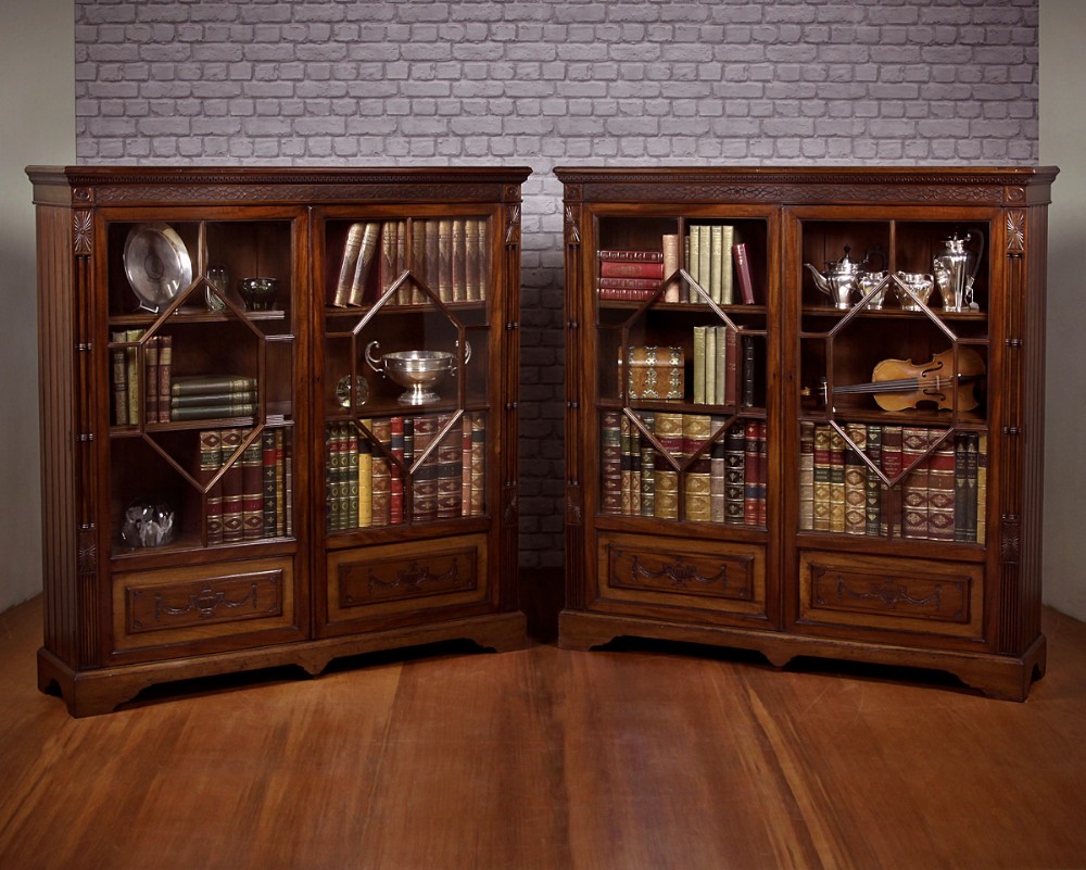 Pair of Chippendale Style Bookcases by Waring & Gillow c.1905.