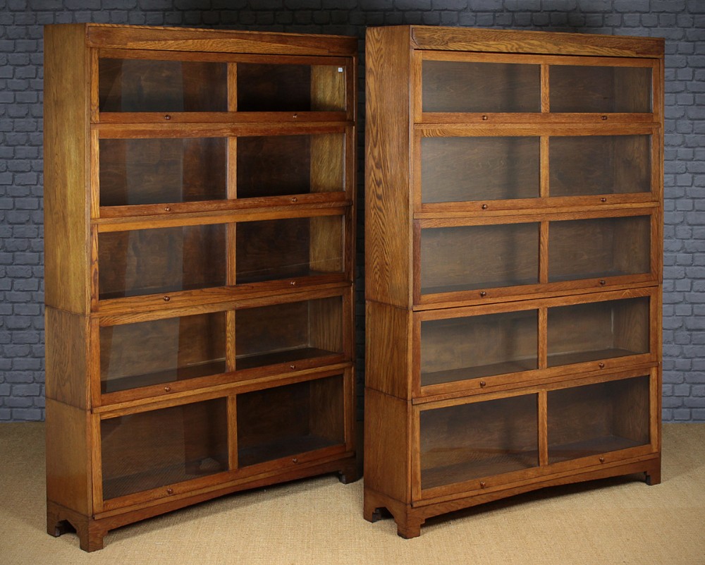 Pair Of Pale Oak Stacking Office Bookcases c.1930.