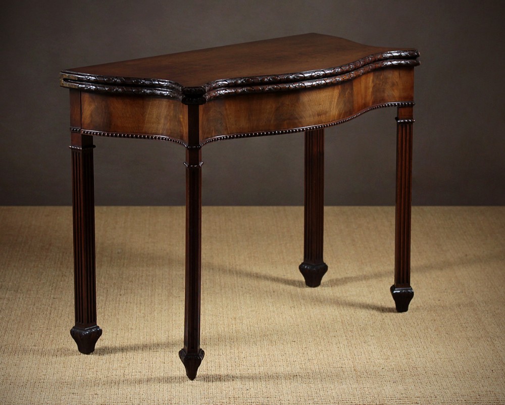 Fold Over Serpentine Console or Bridge Table c.1900.