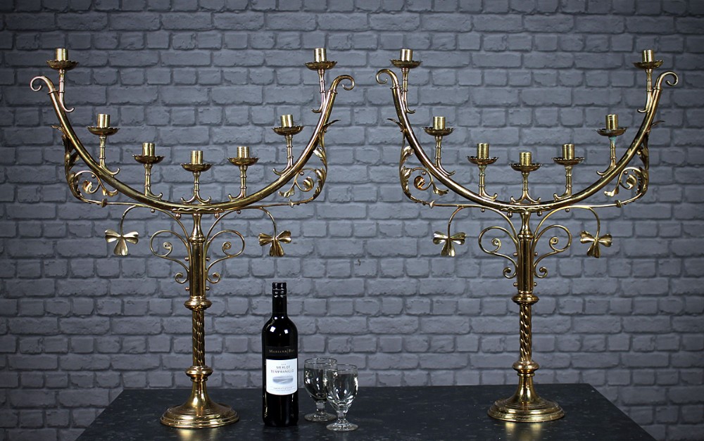 Pair Large Irish Brass Candelabra c.1890.