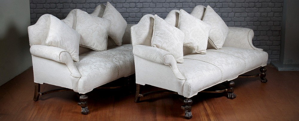Pair of Early 20th.c. Queen Anne Style Sofas c.1910.