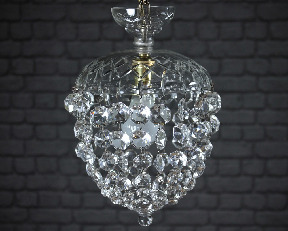 Crystal Glass Hanging Porch Light c.1930.