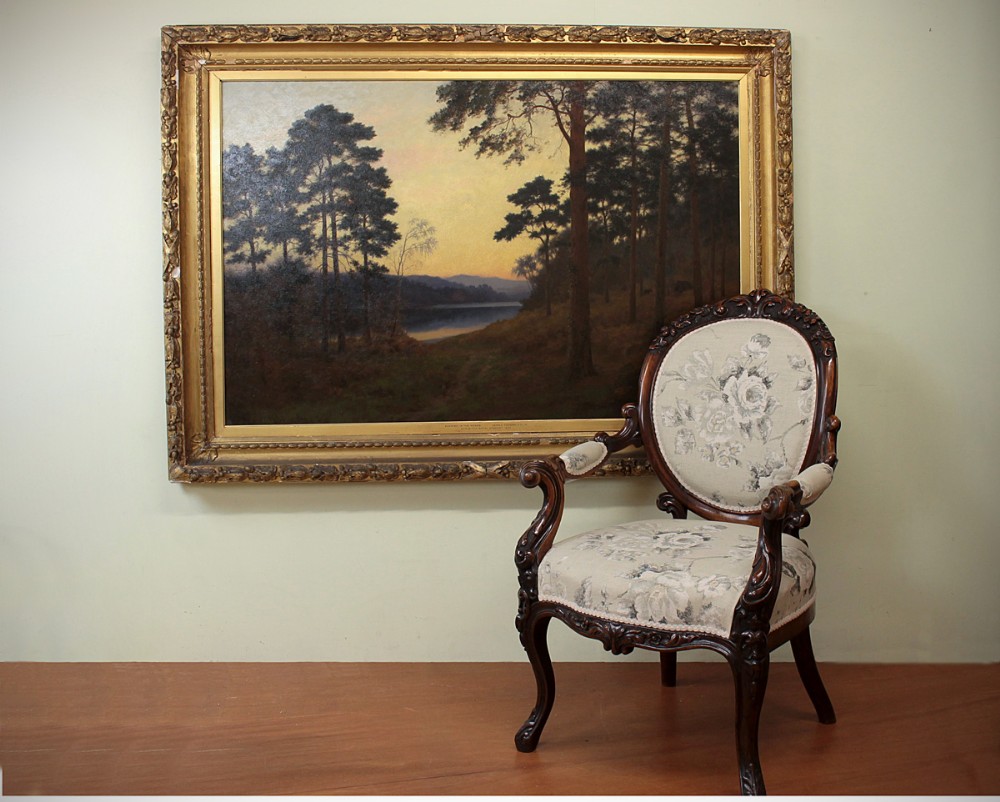 Large Oil on Canvas ‘Evening in the Woods’ by James Towers c.1907.