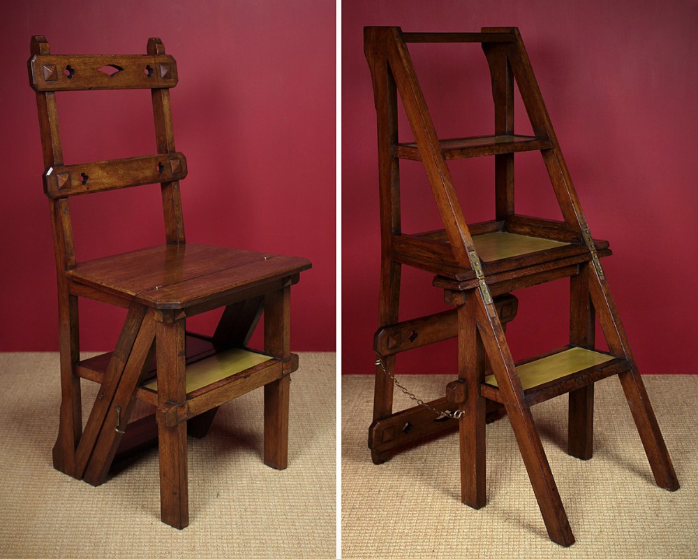 19th.c. Mahogany Metamorphic Library Steps c.1890.