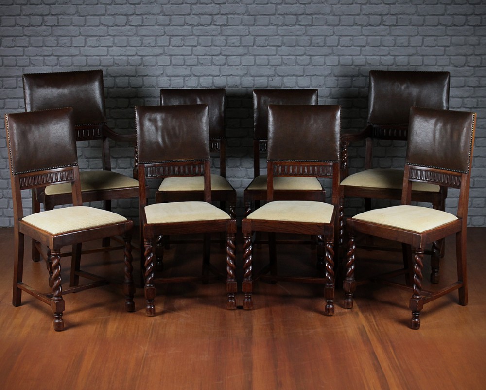 8 Oak Dining Chairs c.1920.