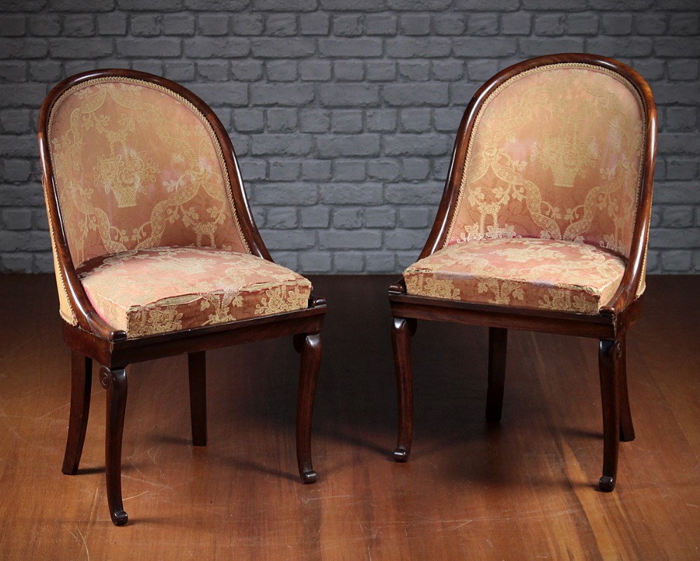 Pair Regency Or Empire Style Upholstered Side Chairs c.1810.