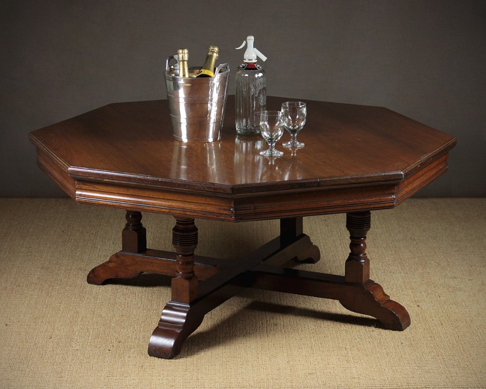 Large Octagonal Walnut Coffee Table c.1880.