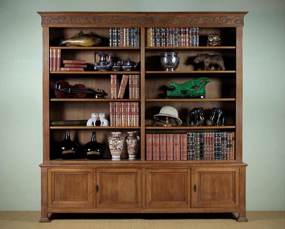 Large Open Oak Bookcase c.1920.