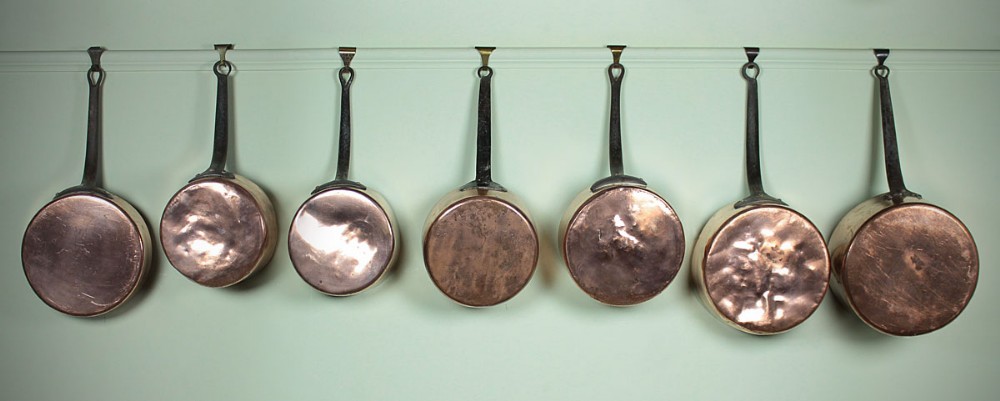 Set of Large Copper Pans c.1860.