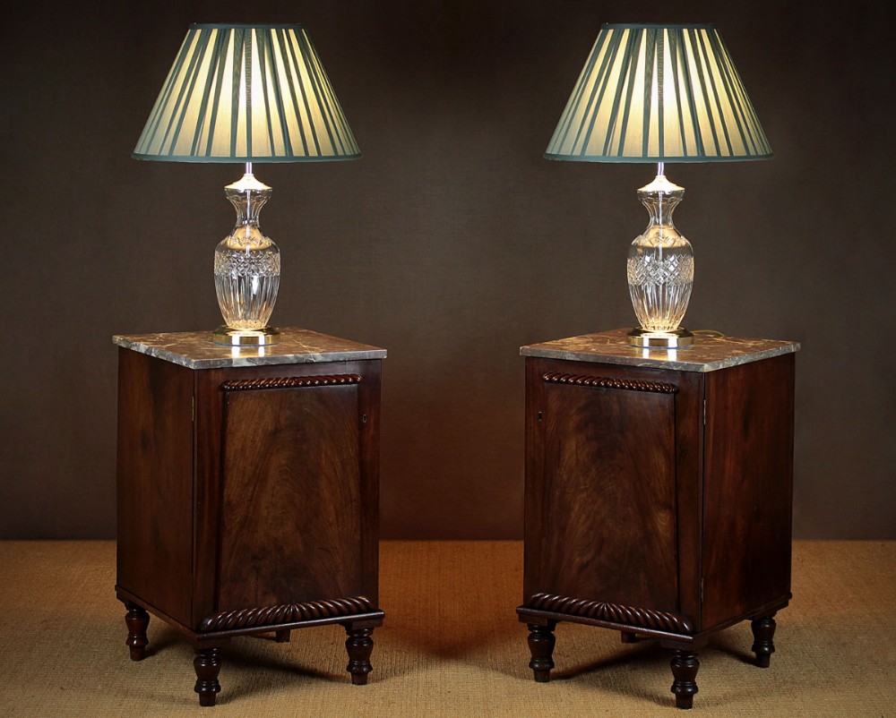 Pair Marble Top Bedside Cabinets c.1830.