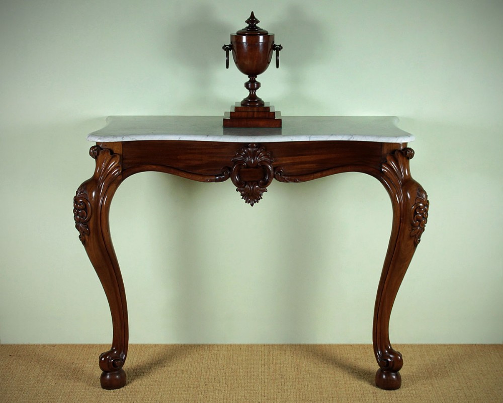 Serpentine Front Marble Top Console Table c.1860.