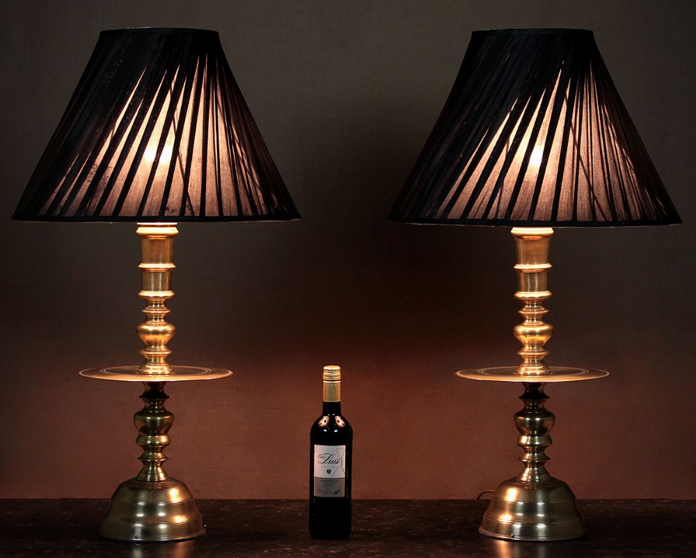 Pair of Large Brass Table Lamps c.1910.