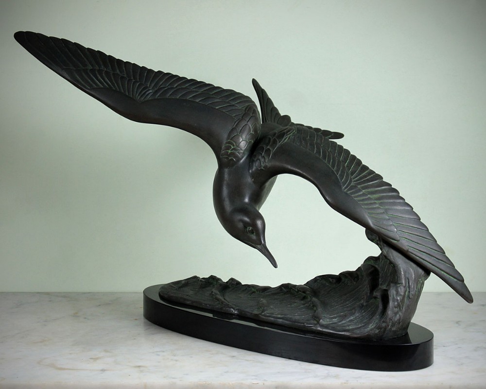 Art Deco Sculpture of a Tern by Irene Rochard c.1930.