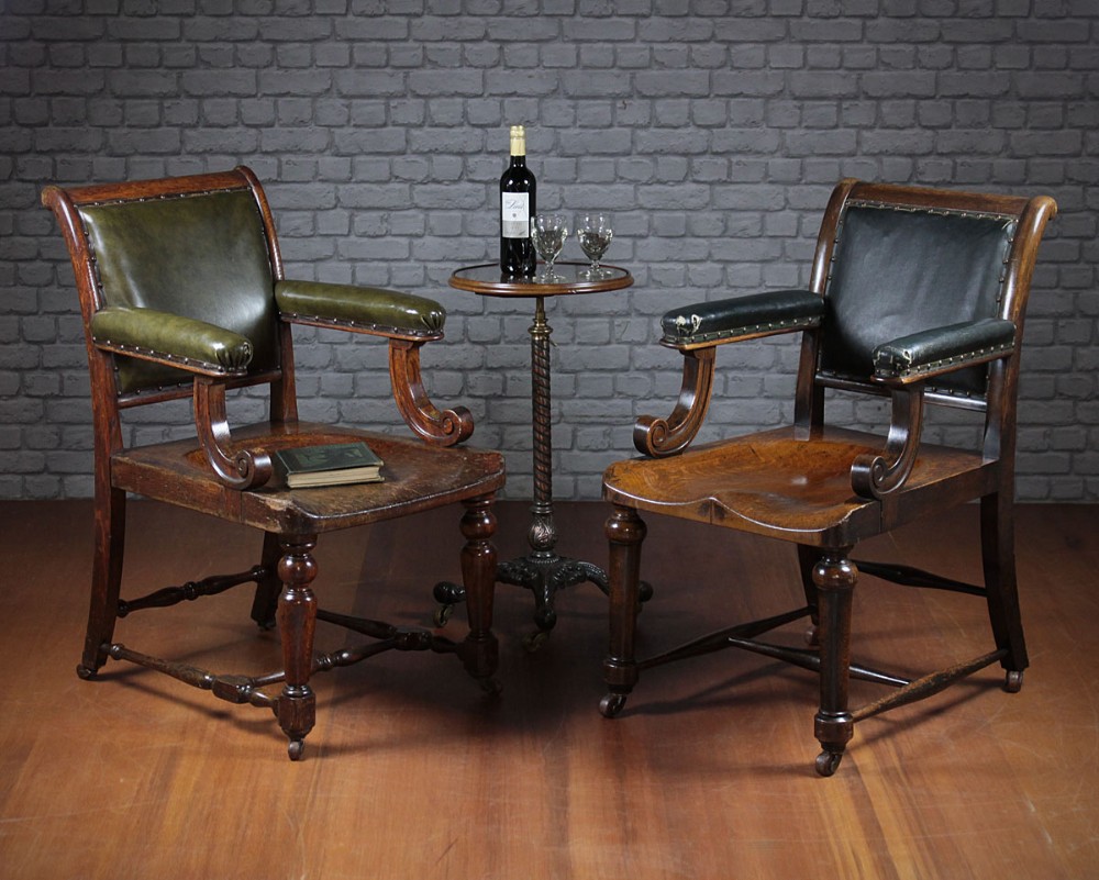 Pair Late 19th.c. Library Armchairs c.1890.
