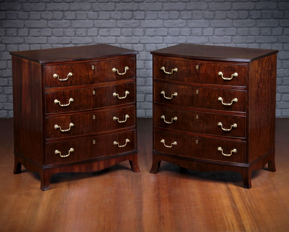 Pair of Small Edwardian Walnut Chests of Drawers c.1905.