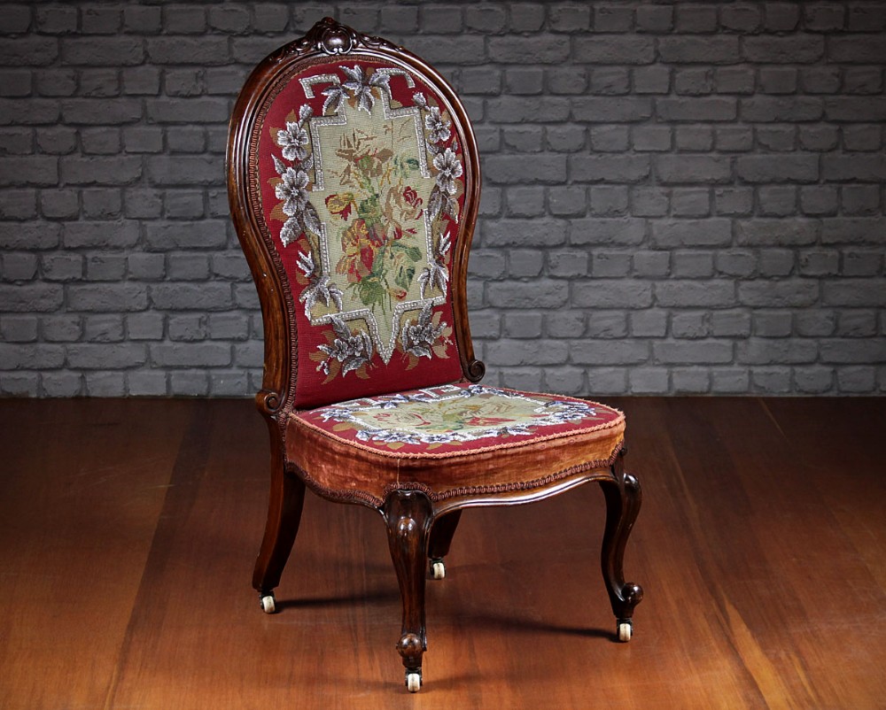 Tapestry & Beadwork Chair c.1850.