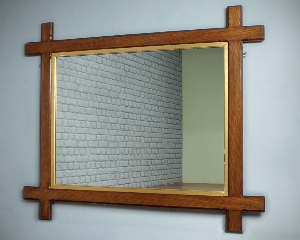 Gothic Oak Overmantle Mirror c.1890. 