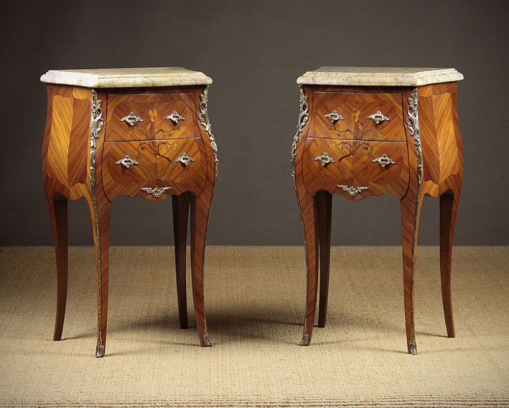 Pair Marble Top Cabinets c.1910.