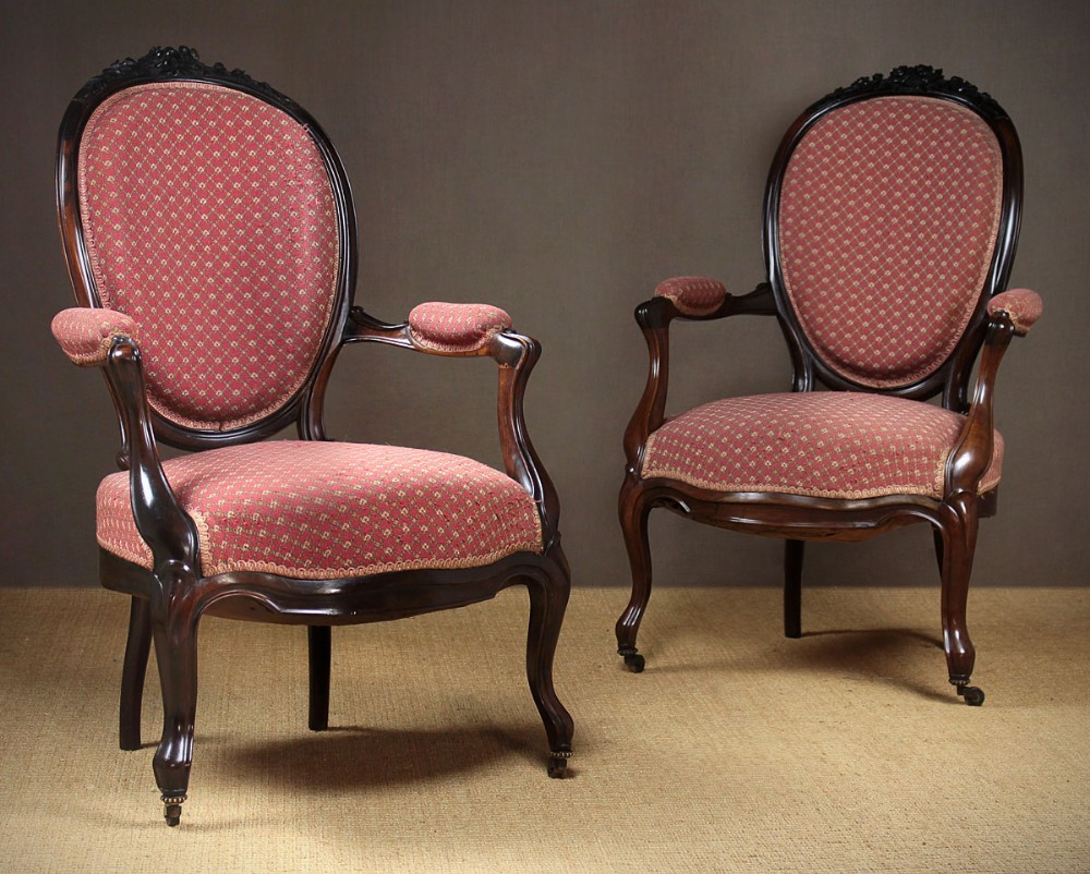 Pair of Rosewood Armchairs c.1880.