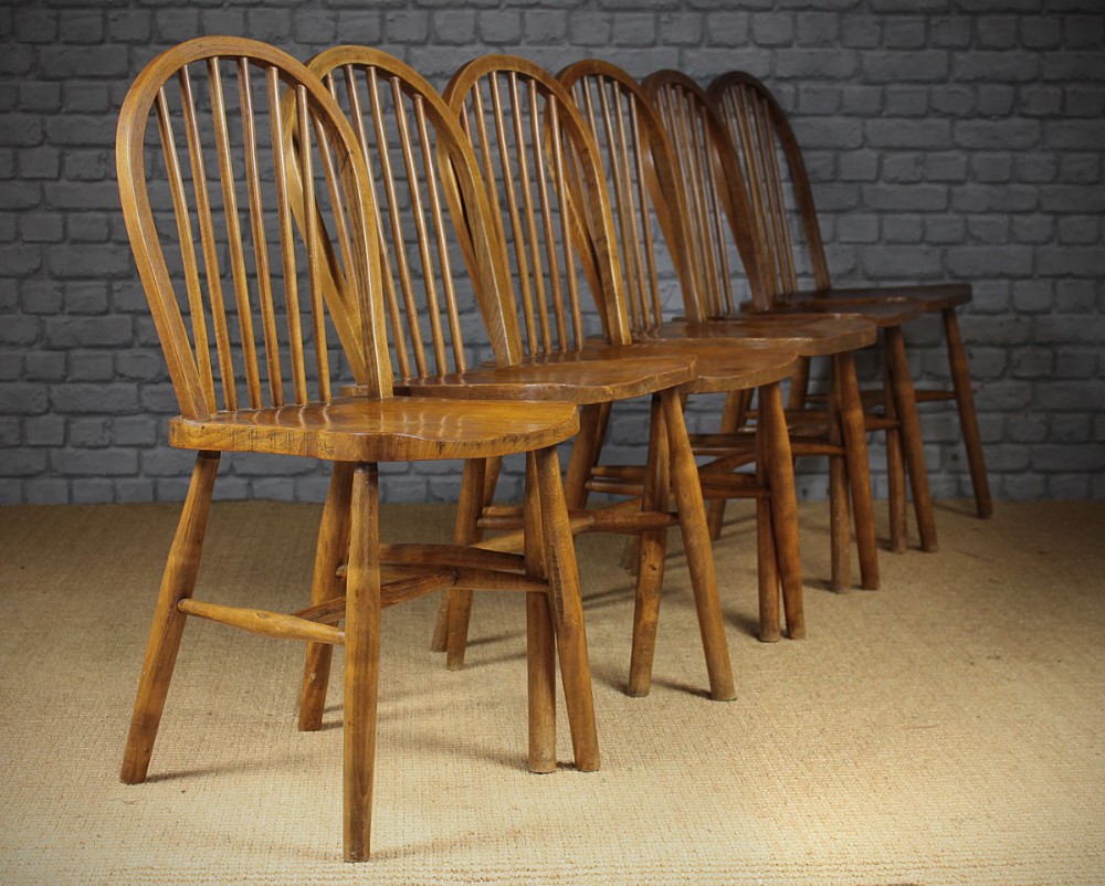 Six Ash & Elm Stickback Chairs c.1910.