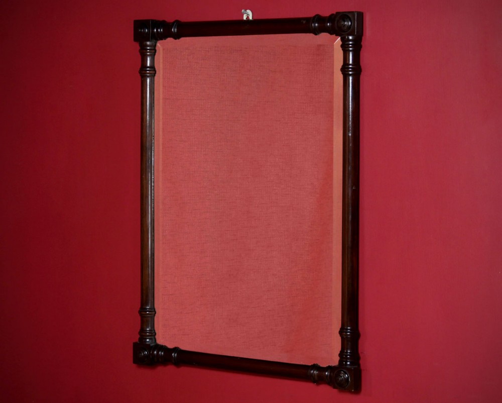Turned Mahogany Framed Mirror c.1890.