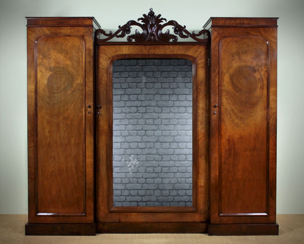 Mid 19th.c Wardrobe & Press with Dressing Mirror c.1840.